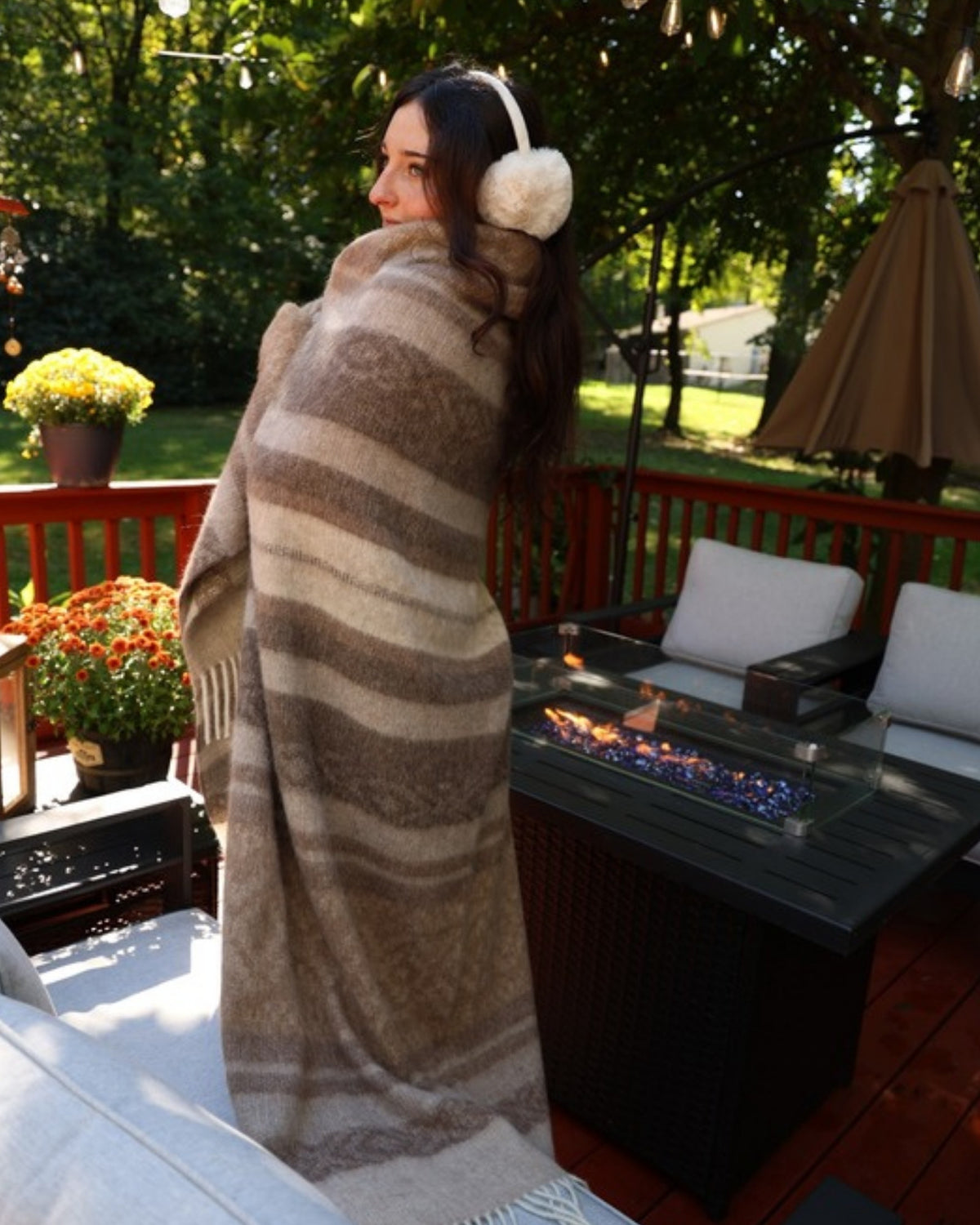 Taupe Natural alpaca wool throw