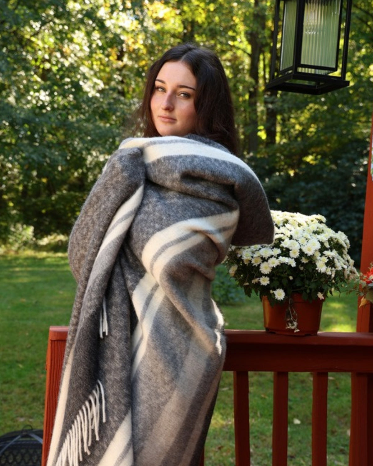 Stone Charcoal alpaca wool throw