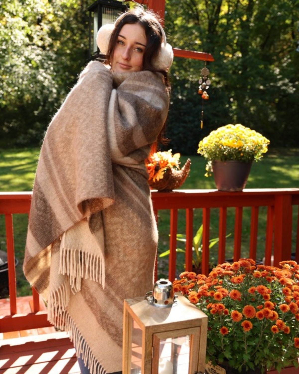 Taupe Natural alpaca wool throw