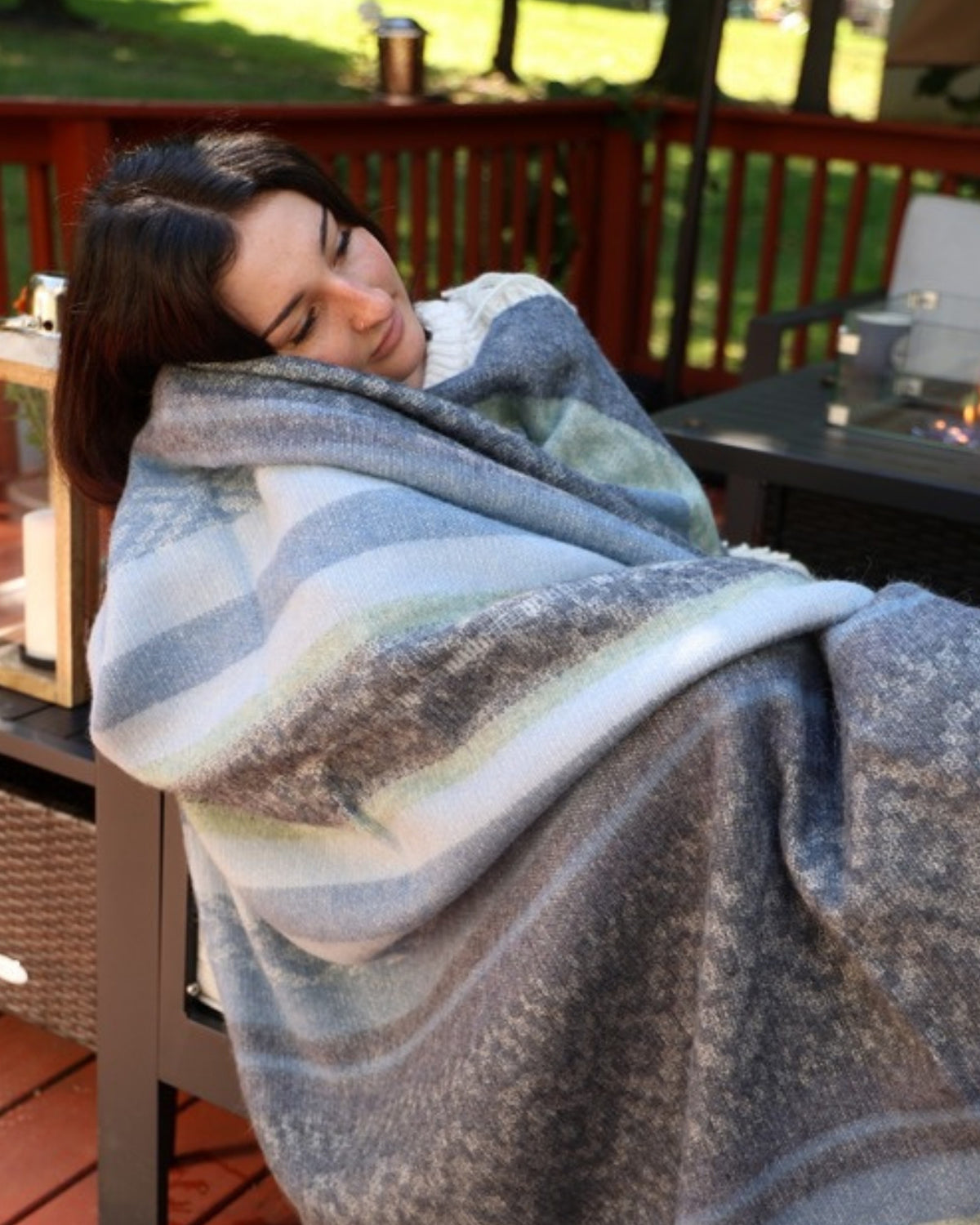 Storm Blue alpaca wool throw