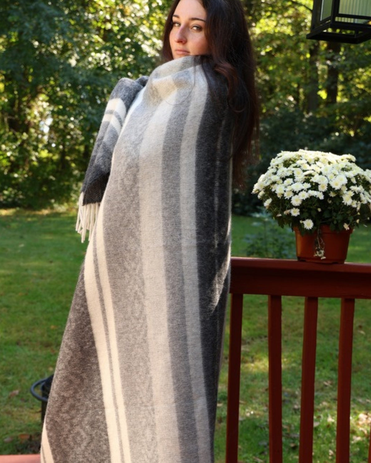 Stone Charcoal alpaca wool throw