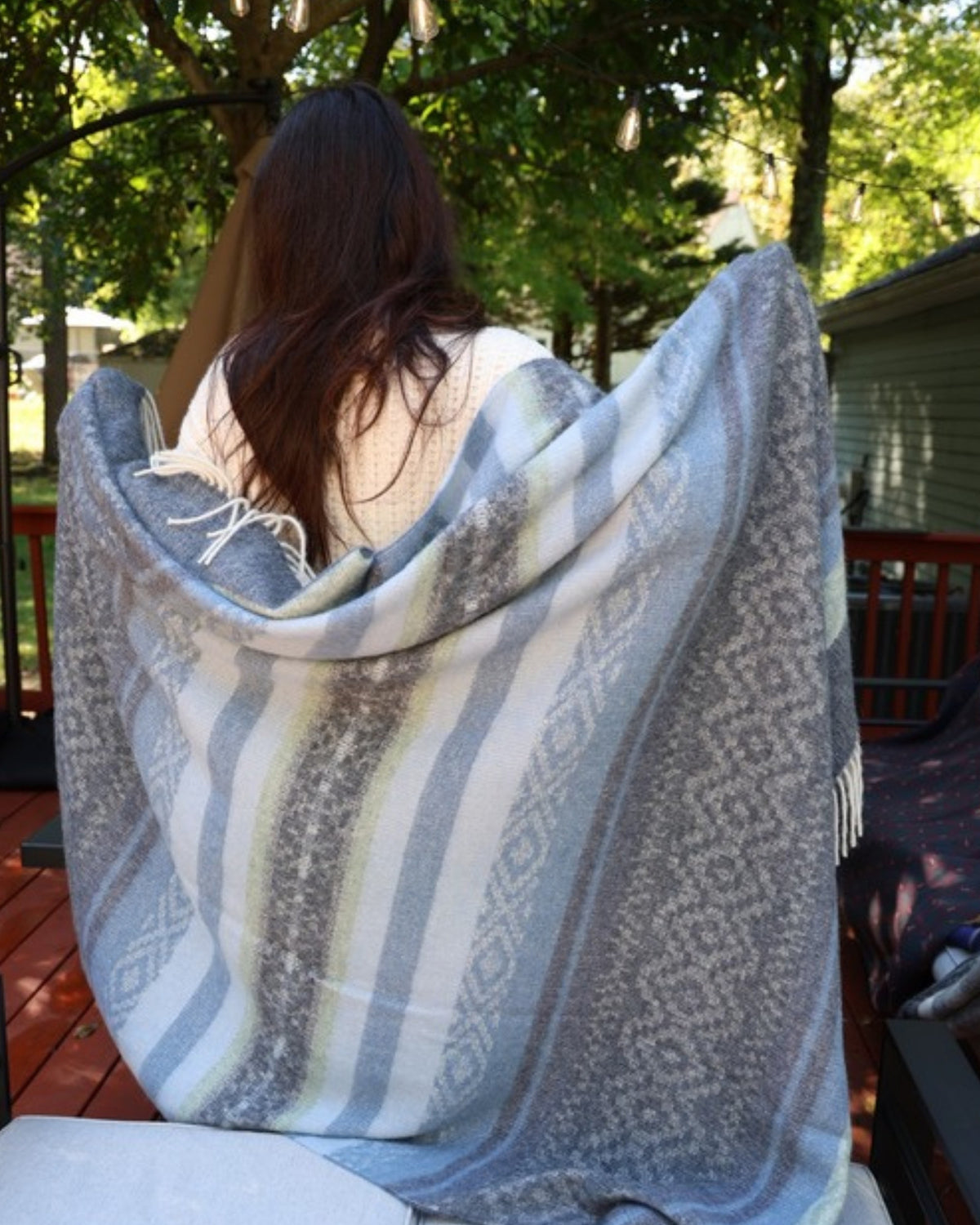 Storm Blue alpaca wool throw