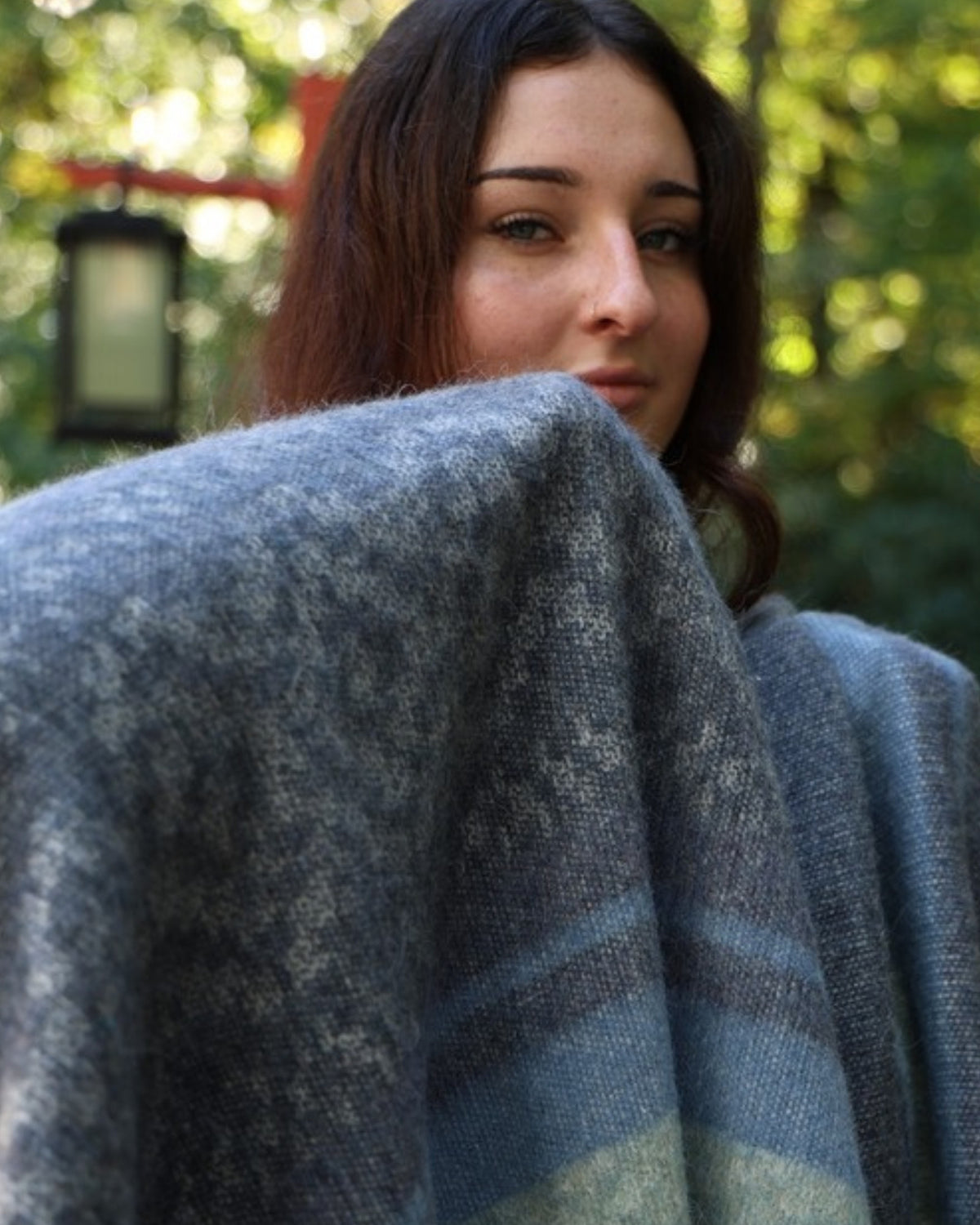 Storm Blue alpaca wool throw