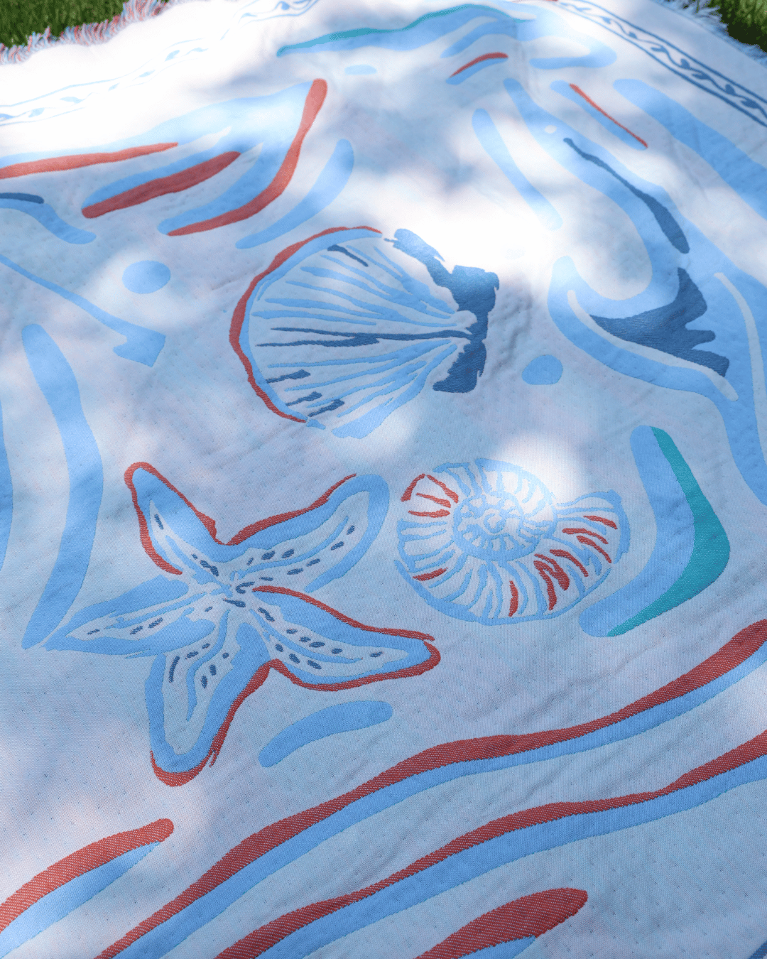 Aeraloom Jacquard Organic Cotton Bamboo Throw Tide Play