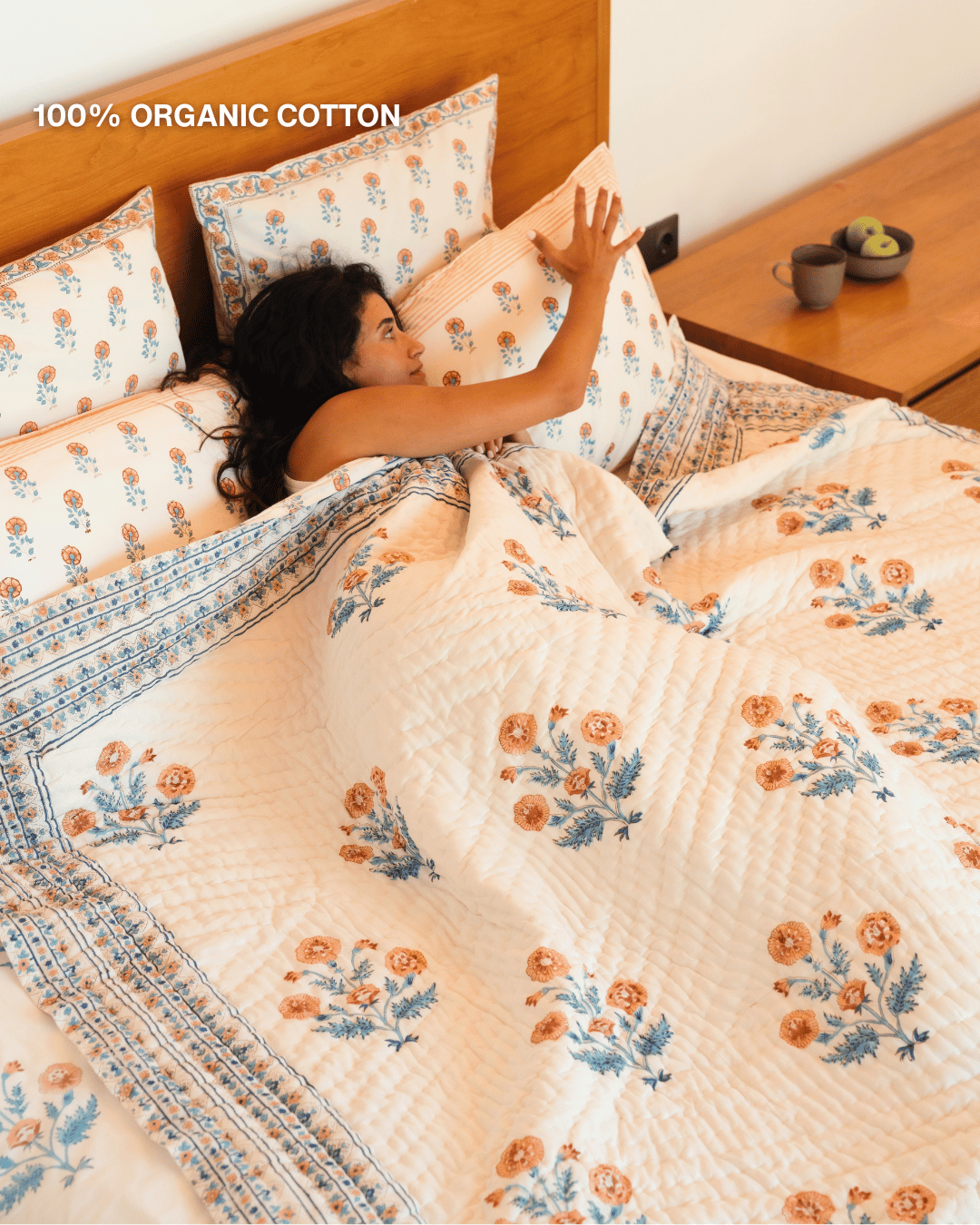 Indigo Marigold Jaipur Quilt+Sham Cover Set