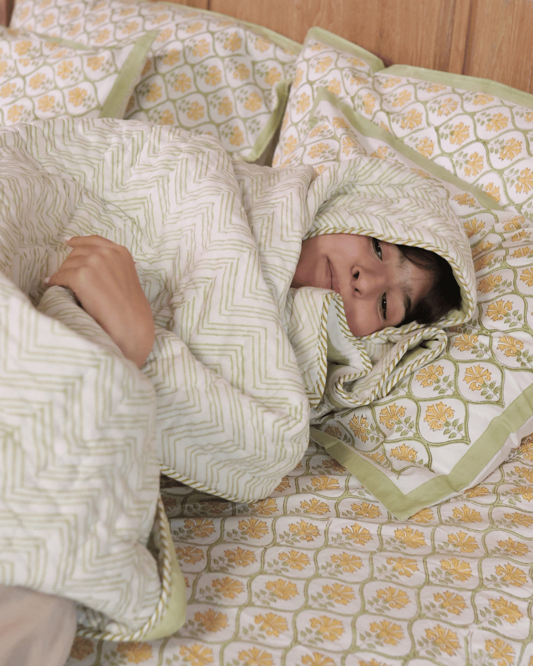 Garden Lattice Jaipur Quilt+Sham Cover Set