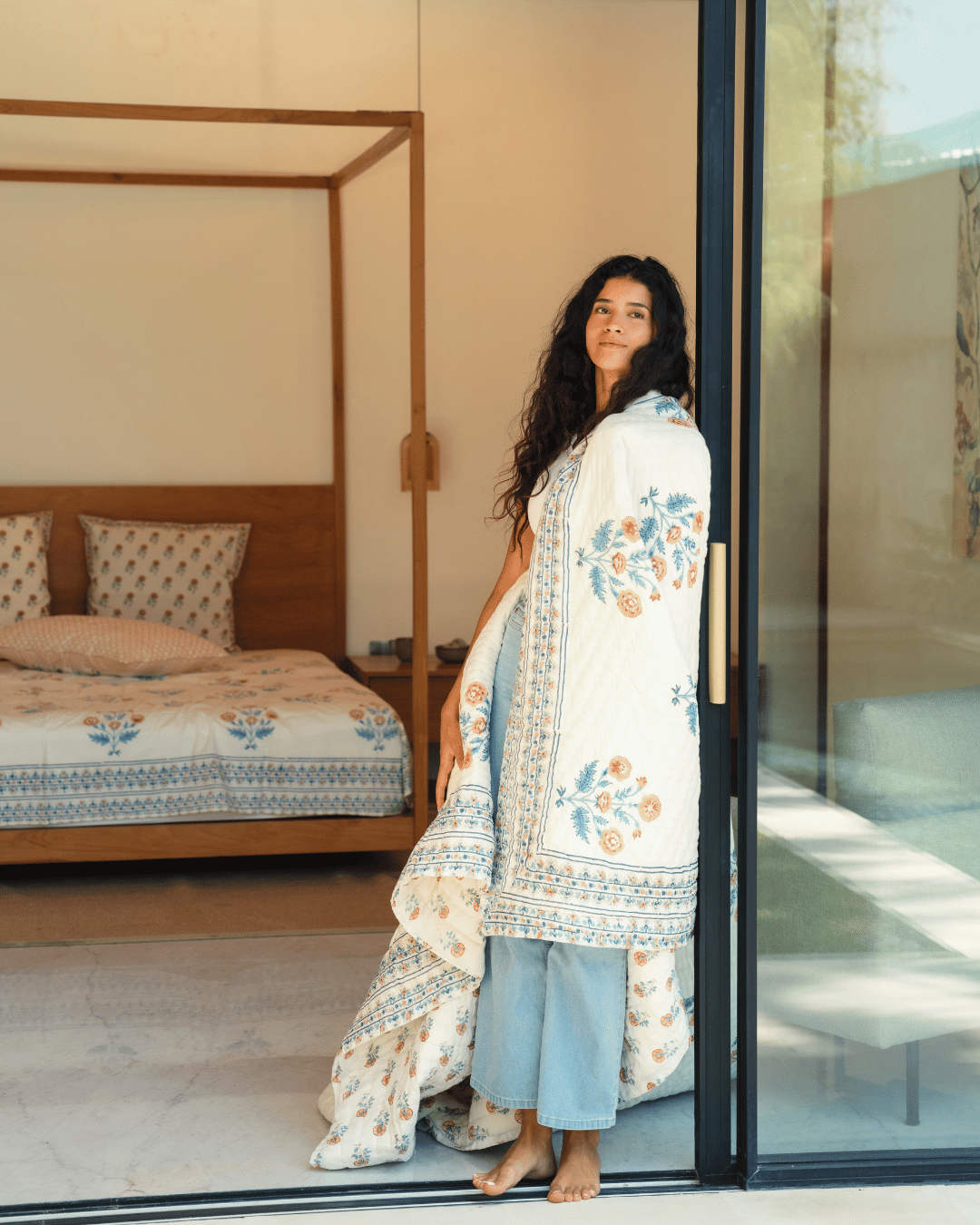 Indigo Marigold Jaipur Quilt+Sham Cover Set