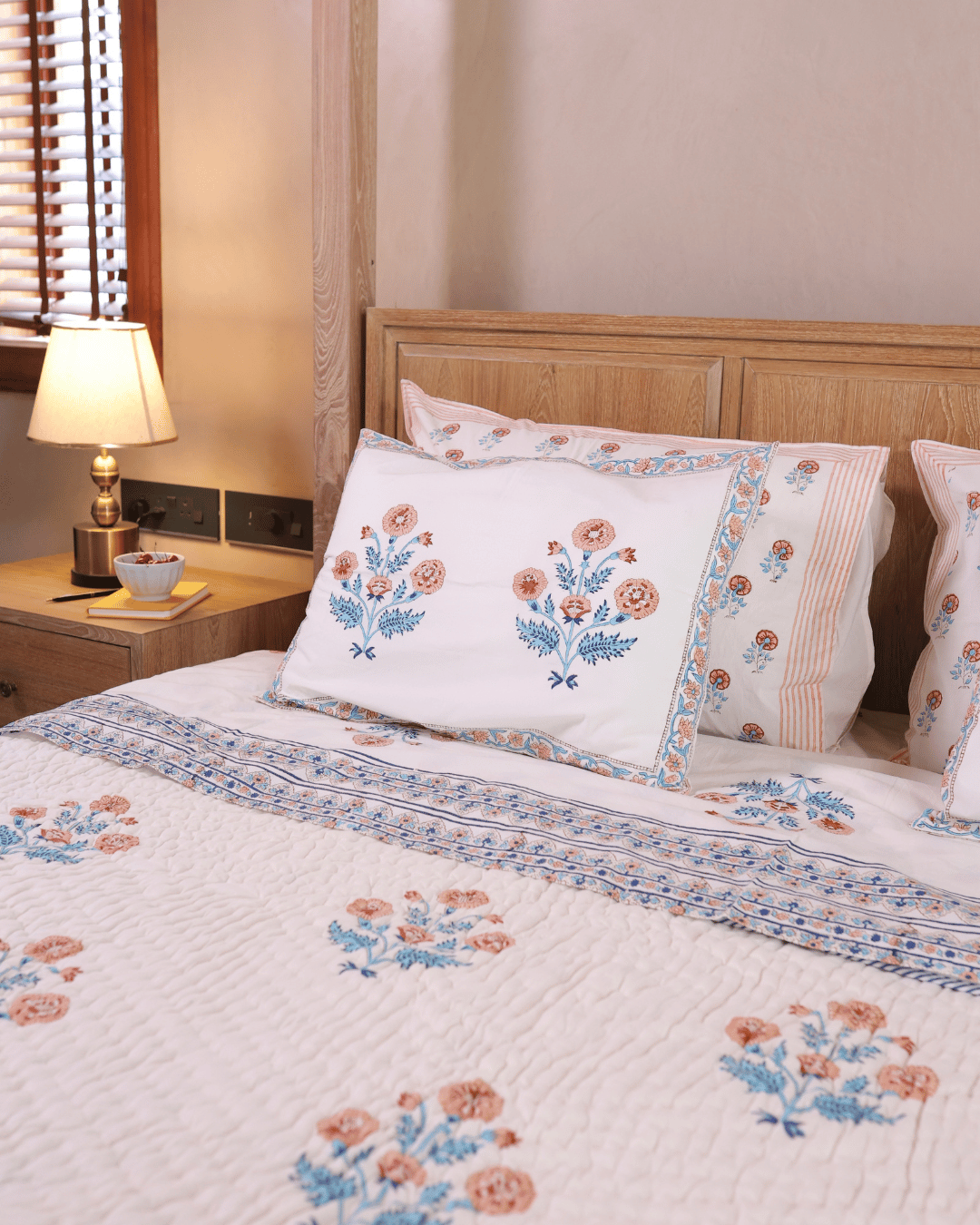 Indigo Marigold Jaipur Quilt+Sham Cover Set
