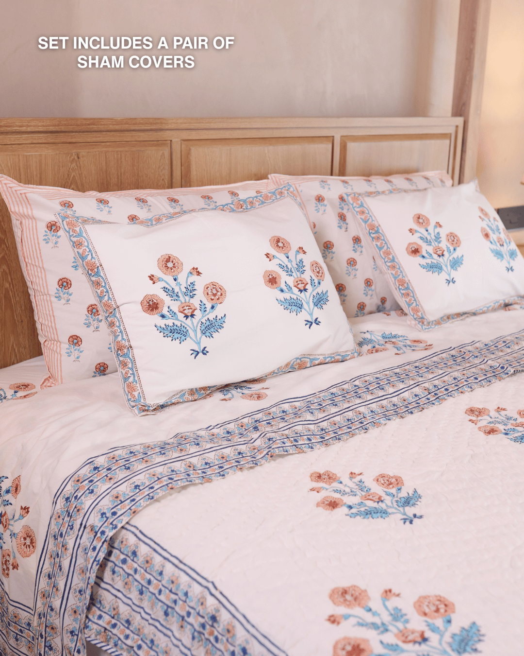 Indigo Marigold Jaipur Quilt+Sham Cover Set