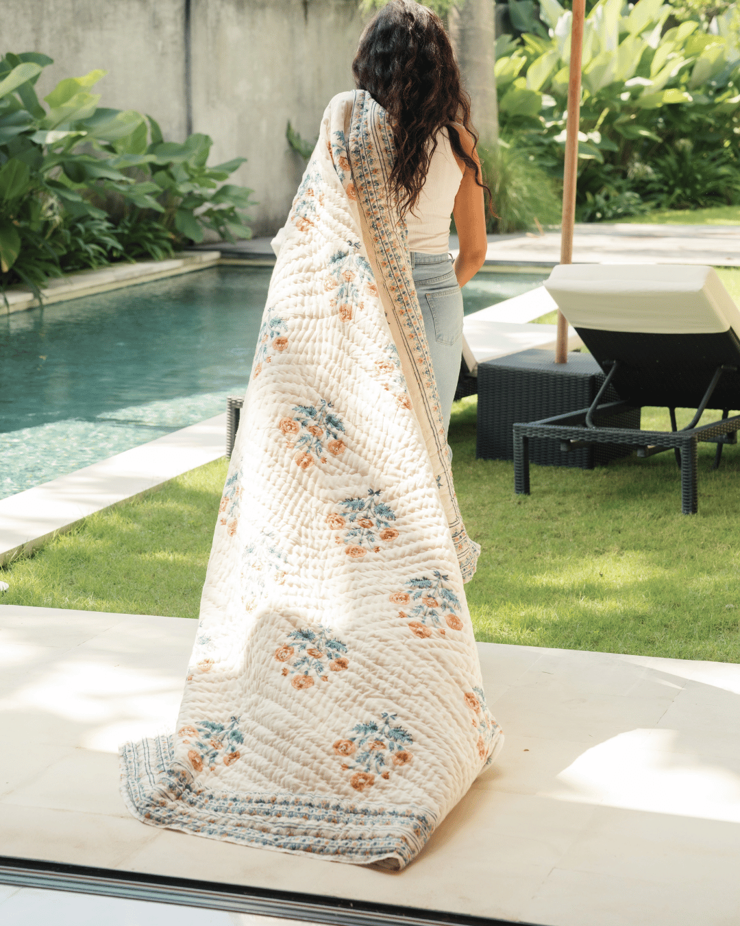 Indigo Marigold Jaipur Quilt+Sham Cover Set