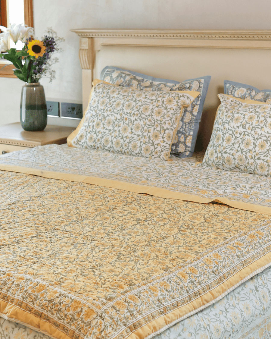 Vintage Garden Jaipur Quilt+Sham Cover Set