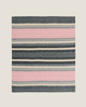 Alpaca Wool Throw Pink Brown Stripes