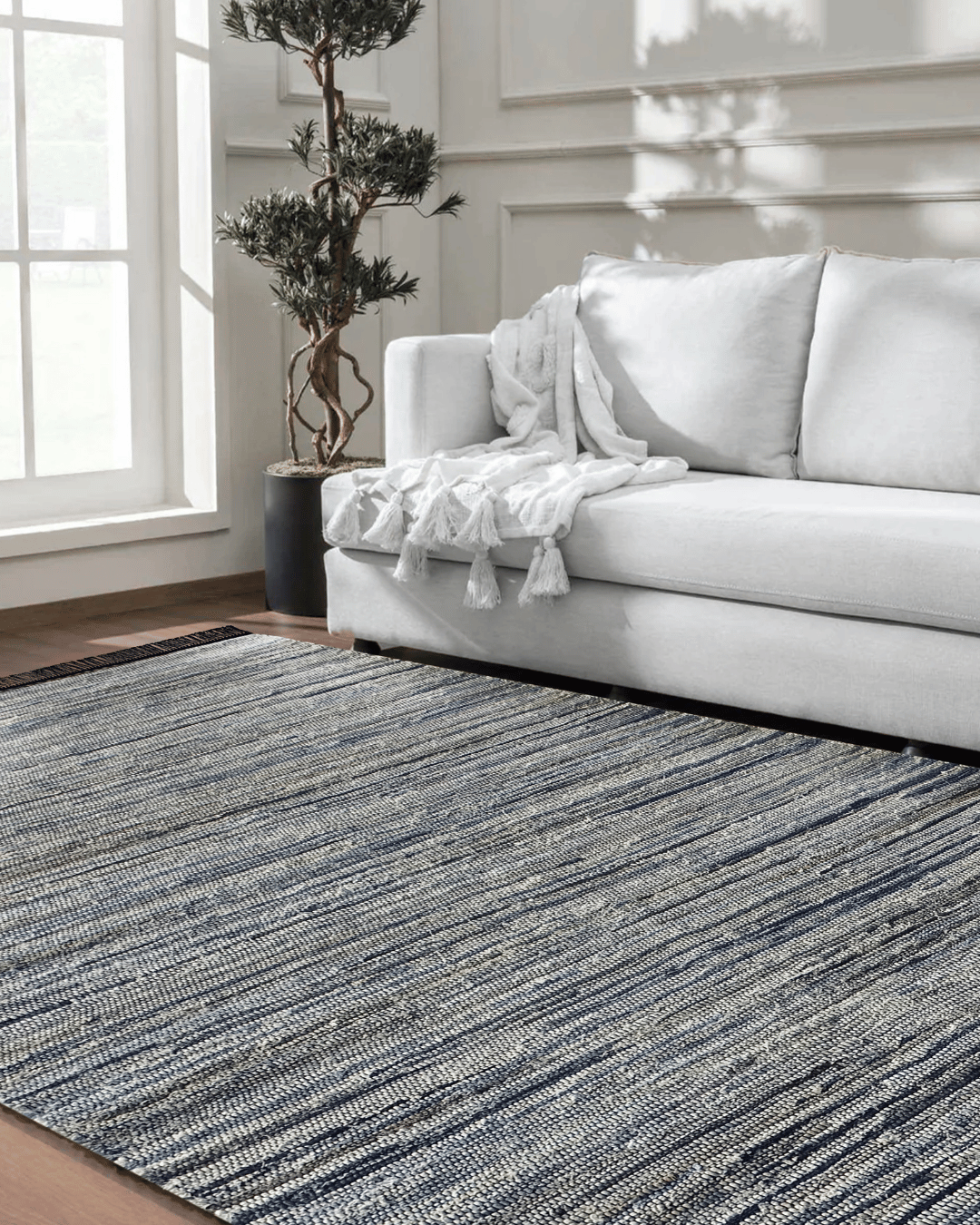 Manteno Indigo Heritage Rug — Handwoven Recycled Denim