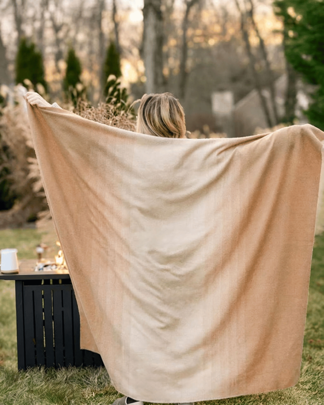 100% Baby Alpaca Wool Undyed Ombre Warm Dune blanket
