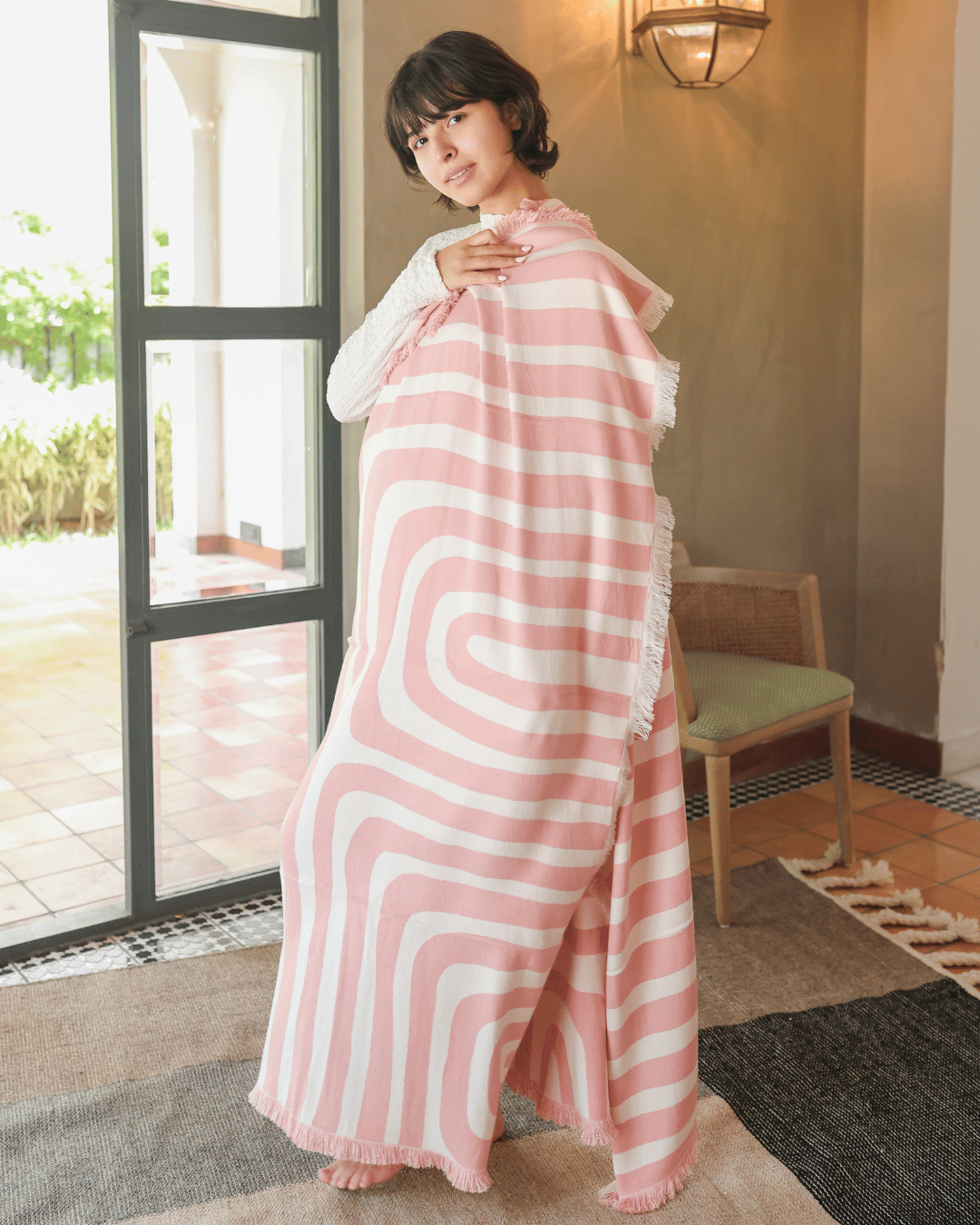 Whisperwind Bamboo Cotton Throw Contour Blush