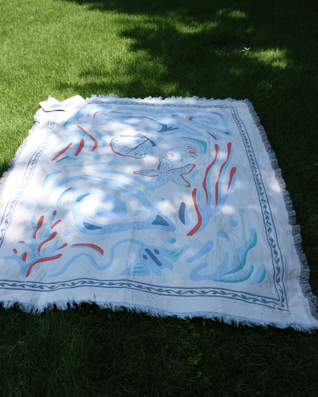 Aeraloom Jacquard Organic Cotton Bamboo Throw Tide Play