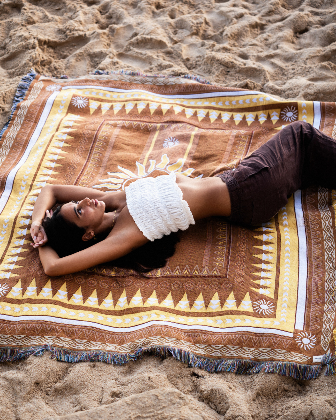 Brown Sunset Blanket - naming this later