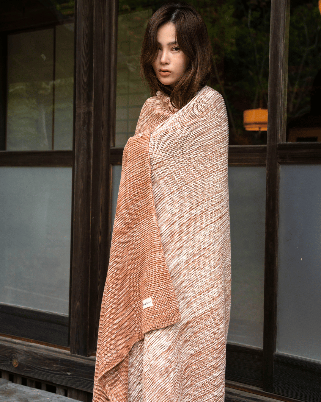 Ombreknit 100% Organic Cotton Knitted Blanket - Sandalwood