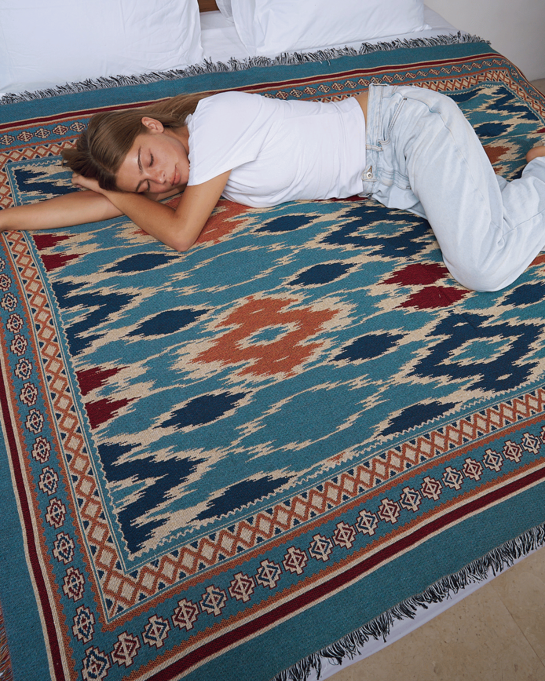 Nomad Indigo Ikat blanket