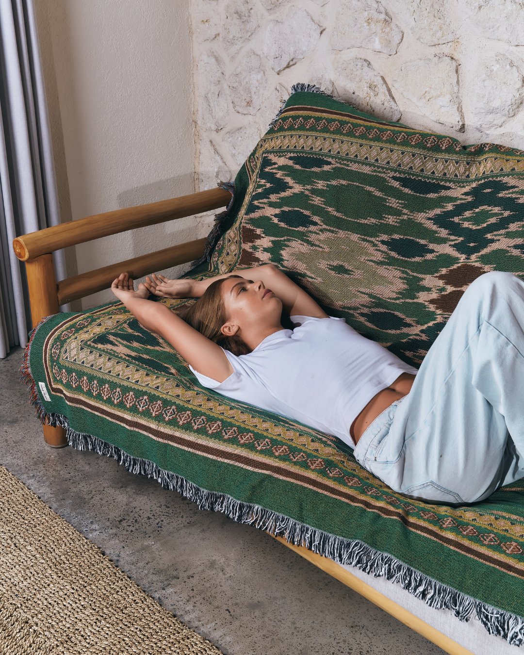 Nomad Green Ikat blanket
