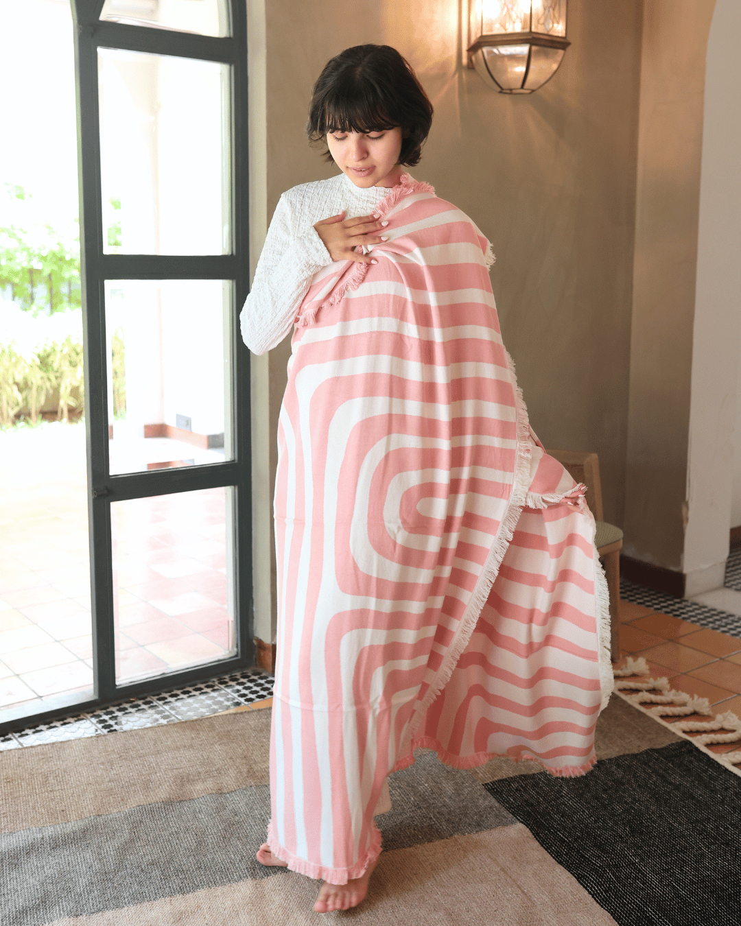 Whisperwind Bamboo Cotton Throw Contour Blush