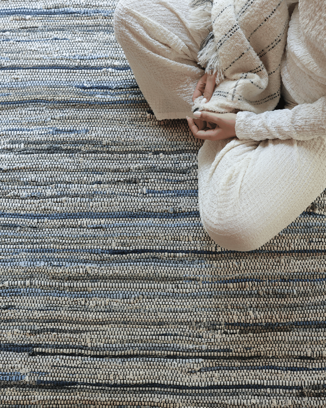 Manteno Indigo Heritage Rug — Handwoven Recycled Denim
