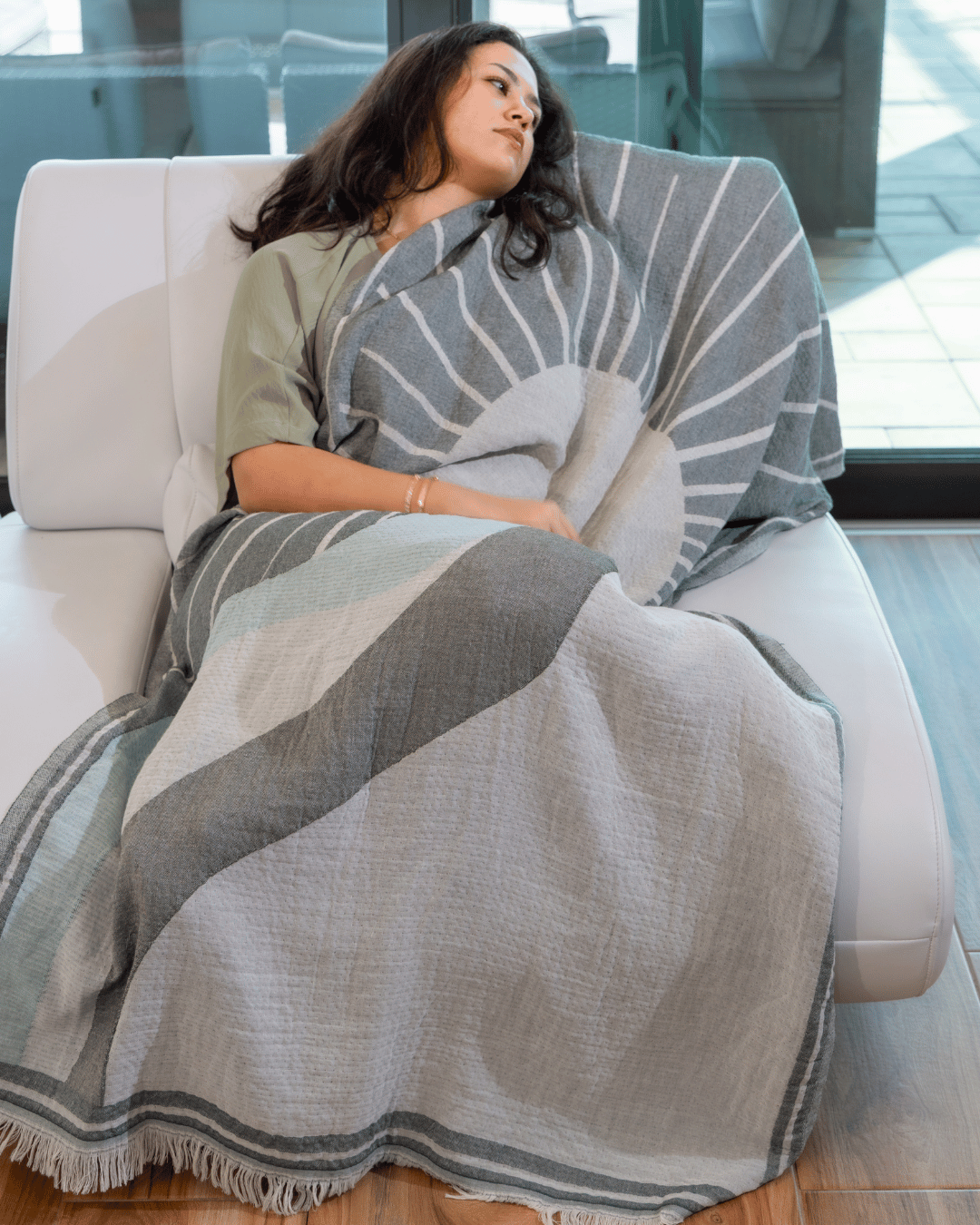 Organic Cotton Turkish Jacquard Towel - Coastal Sage