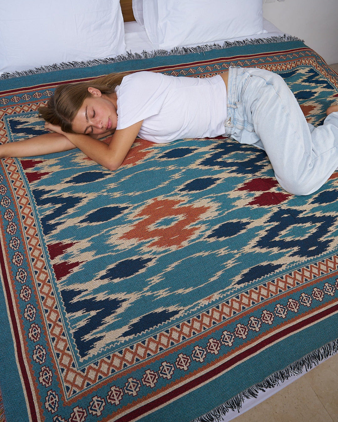 Nomad Indigo Ikat blanket