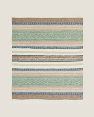 Alpaca Wool Throw Coastal Sage, a throw woven in Peru from alpaca and recycled wool in a soft grey-green