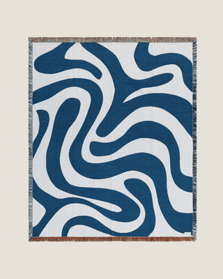 Indigo blankets and textiles by Naming This Later