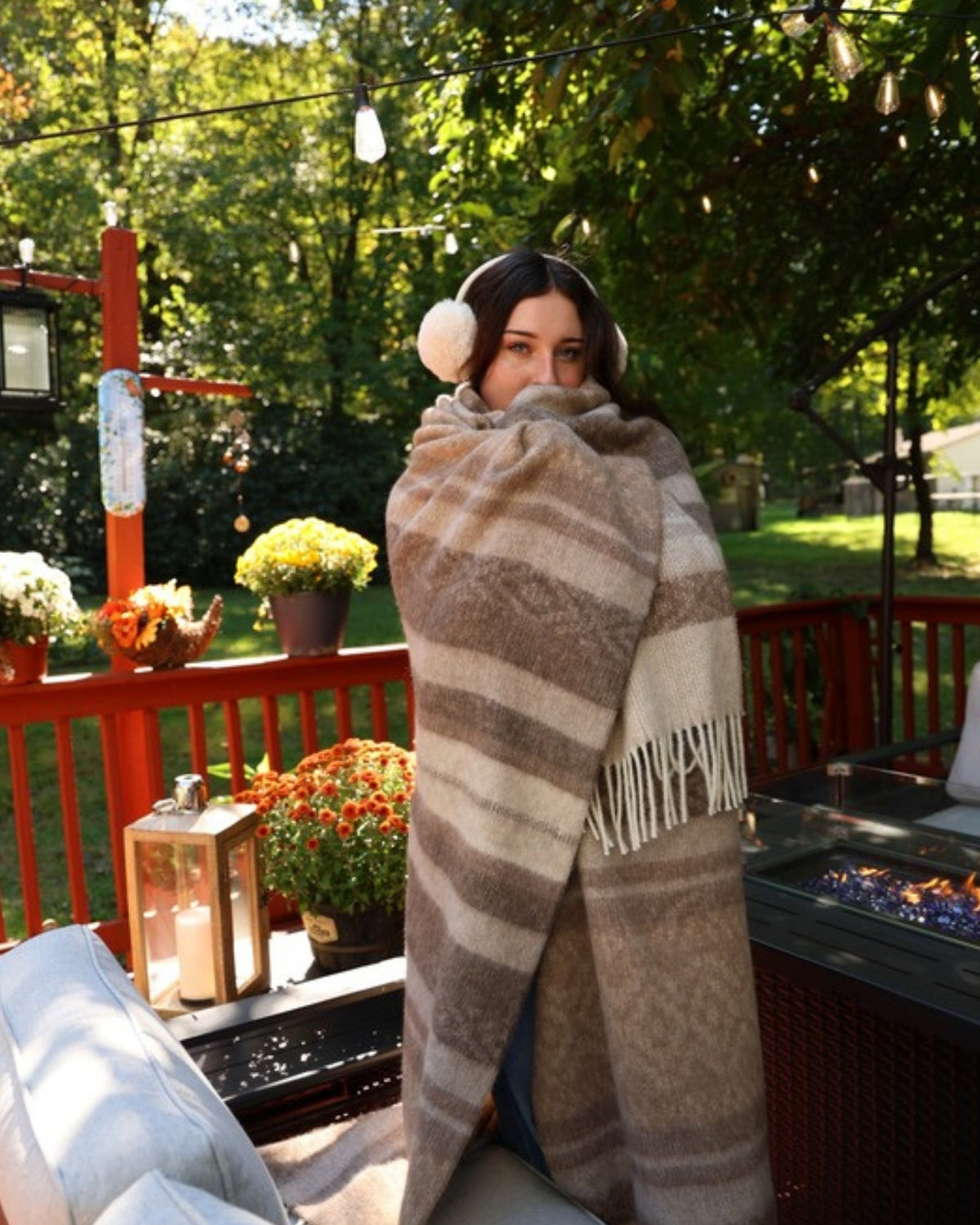 Taupe Natural alpaca wool throw
