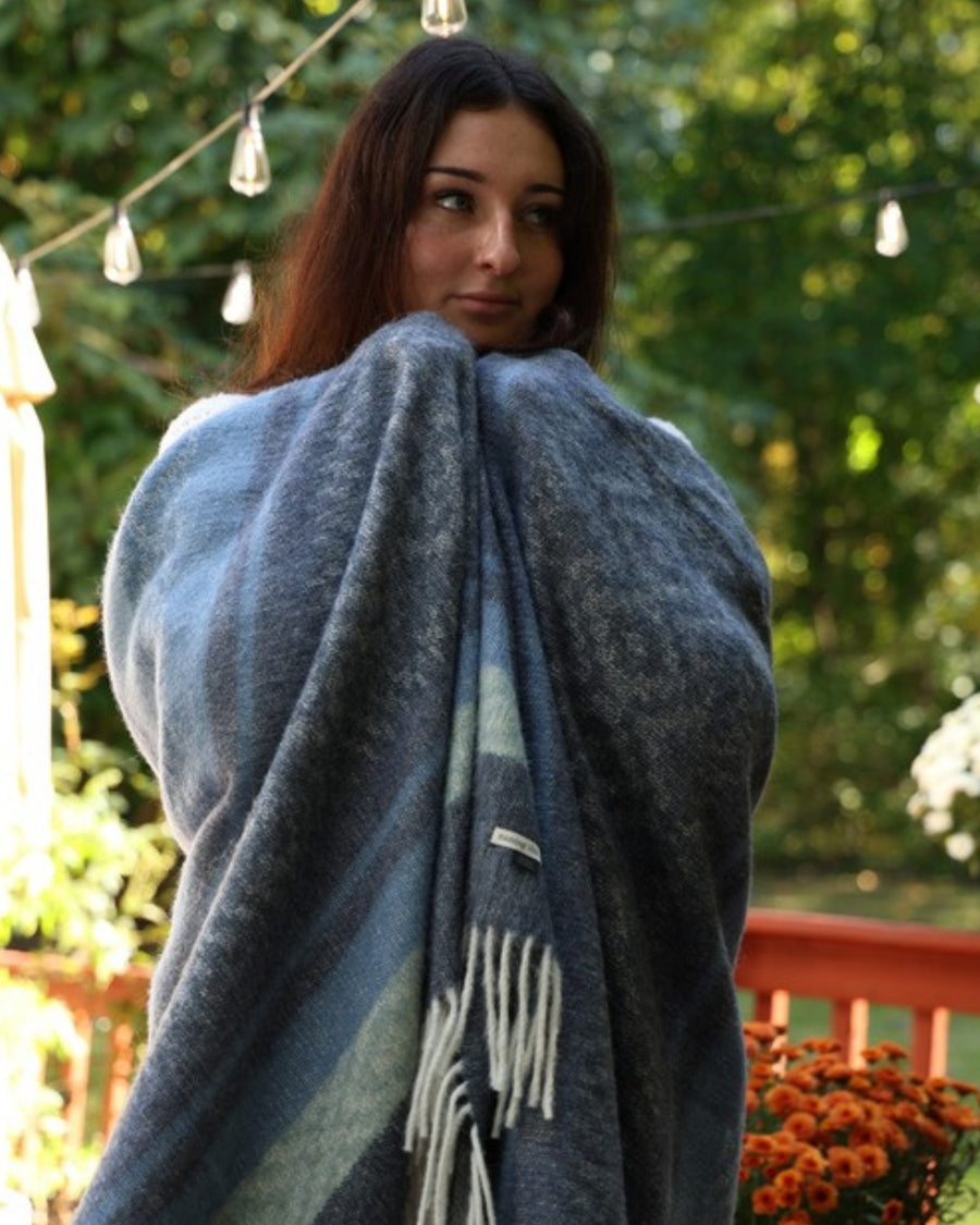 Alpaca Wool Throw Storm Blue