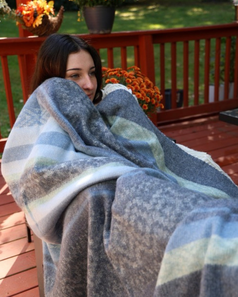 Alpaca Wool Throw Storm Blue