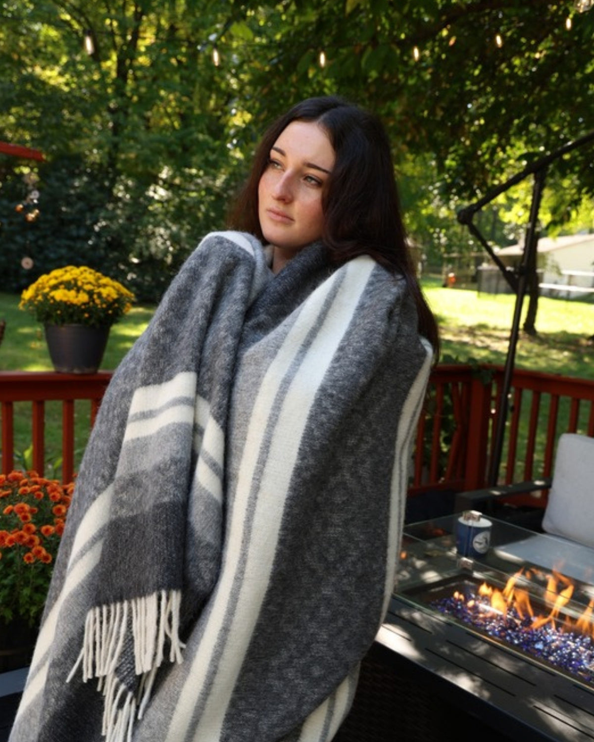 Stone Charcoal alpaca wool throw