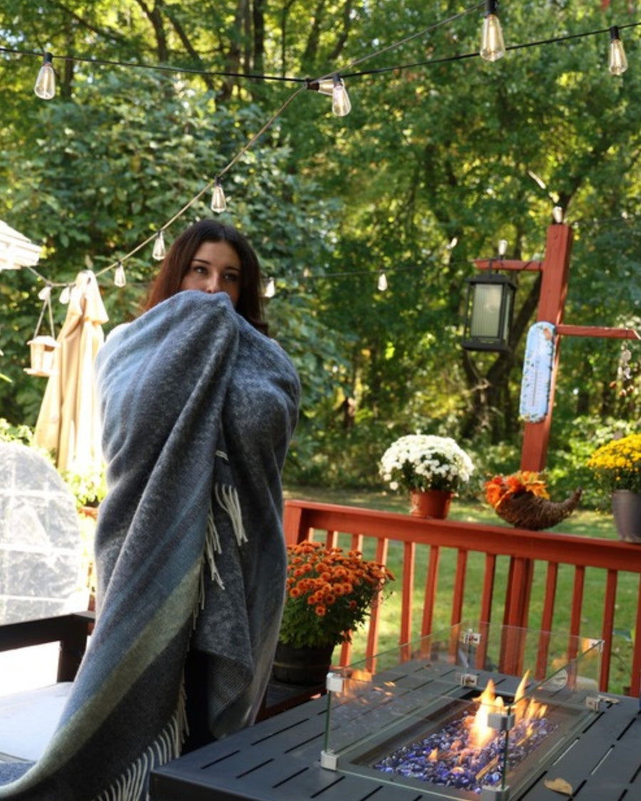 Alpaca Wool Throw Storm Blue