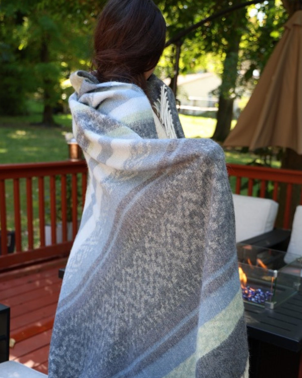Storm Blue alpaca wool throw