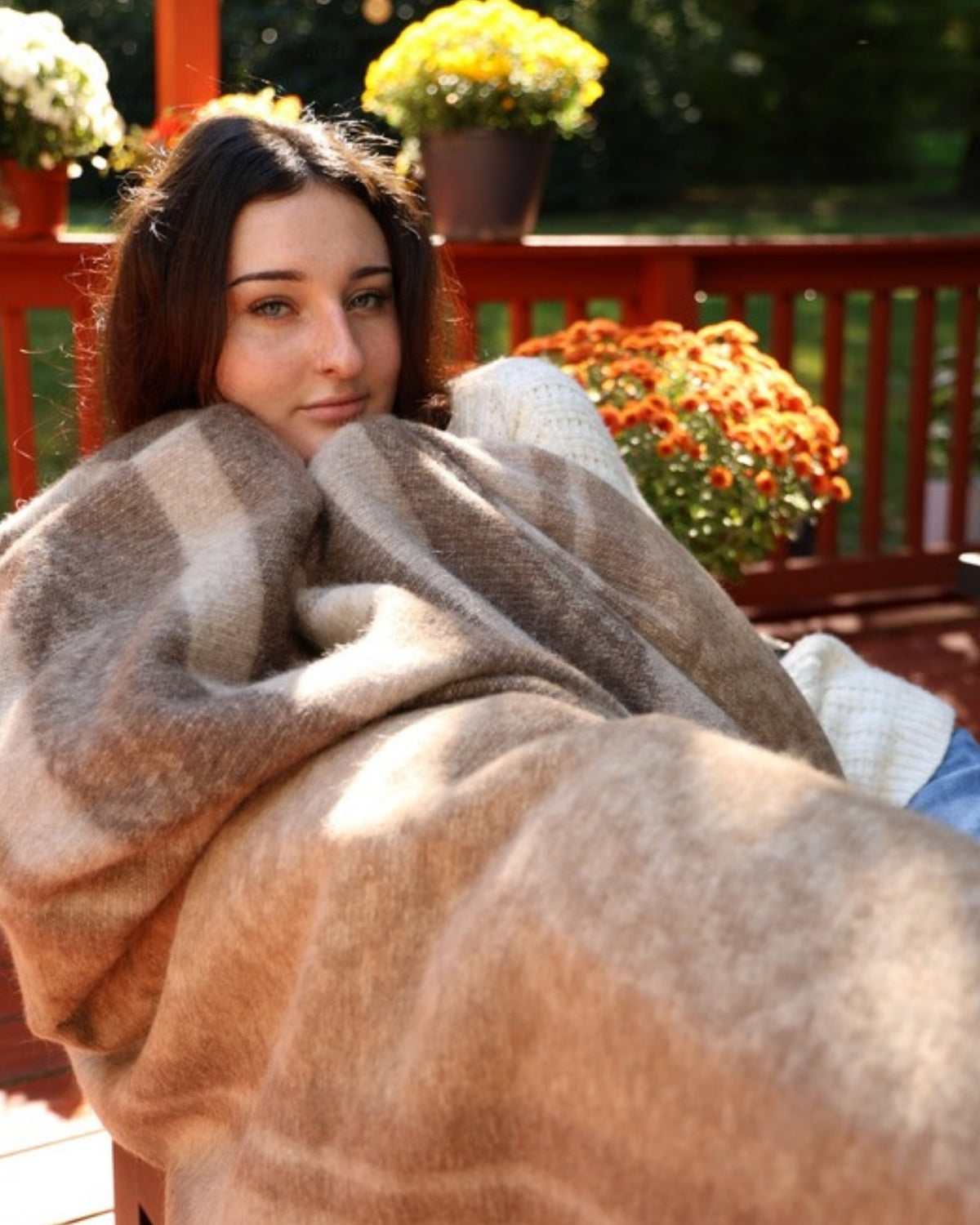Taupe Natural alpaca wool throw