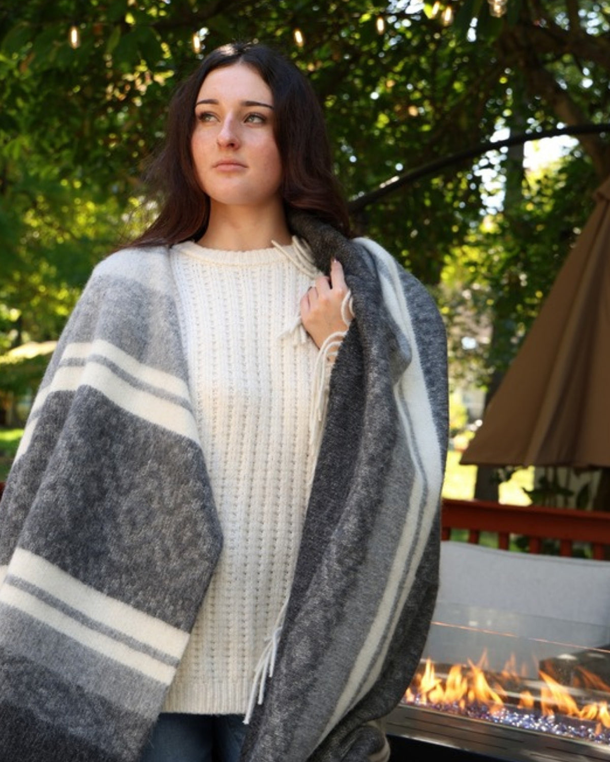 Stone Charcoal alpaca wool throw