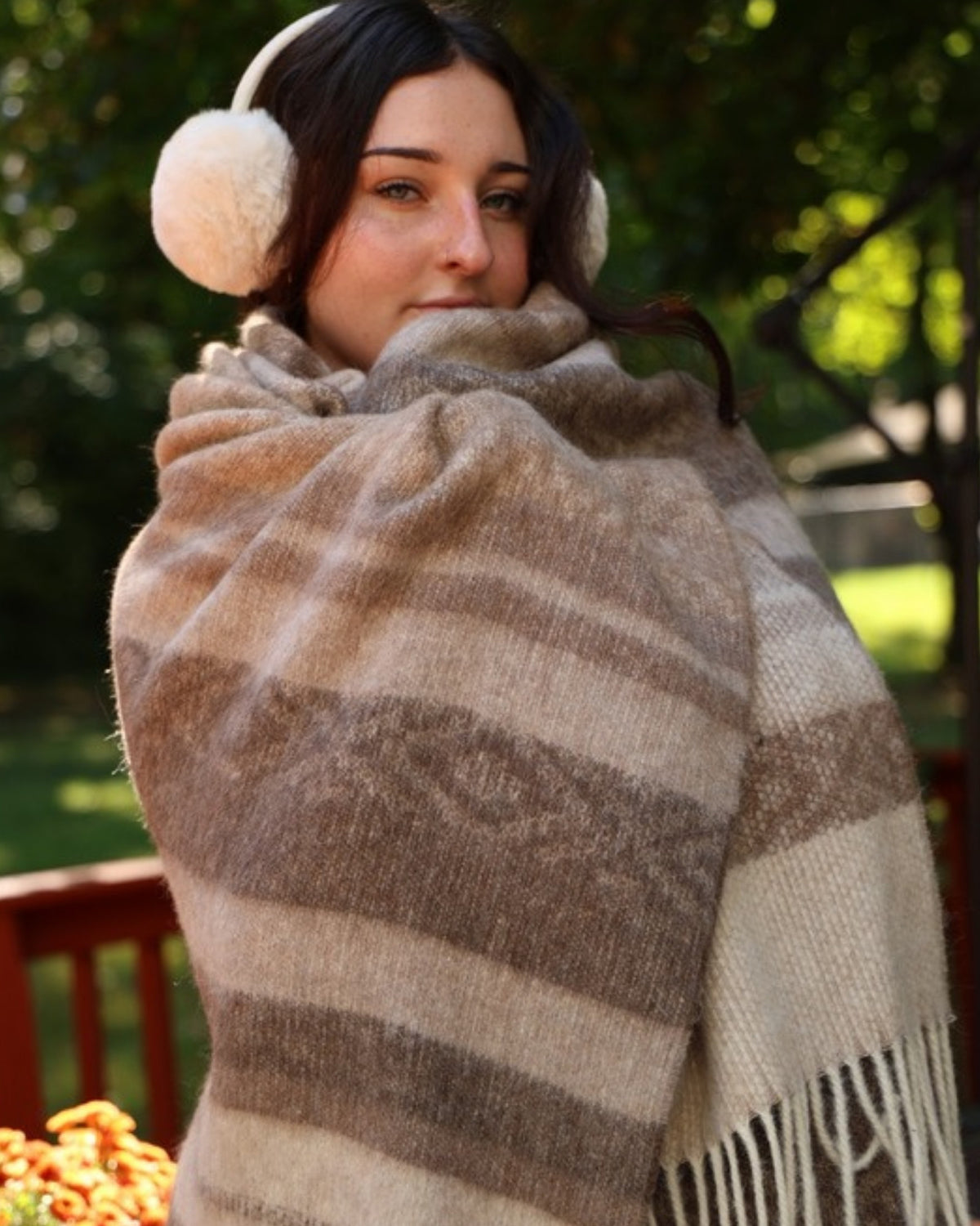 Taupe Natural alpaca wool throw