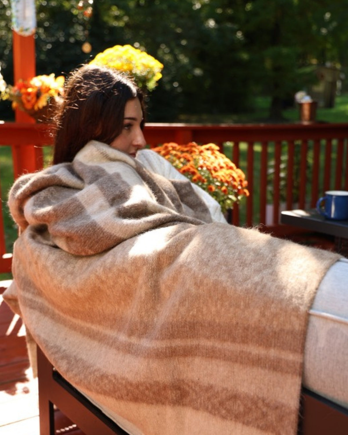 Taupe Natural alpaca wool throw