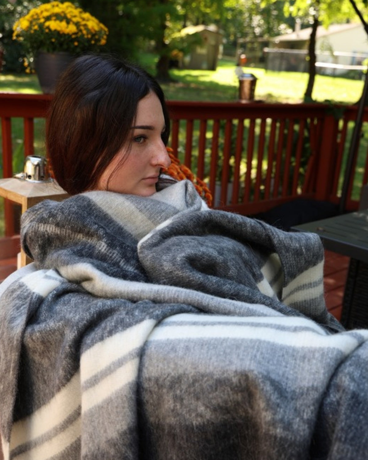 Stone Charcoal alpaca wool throw