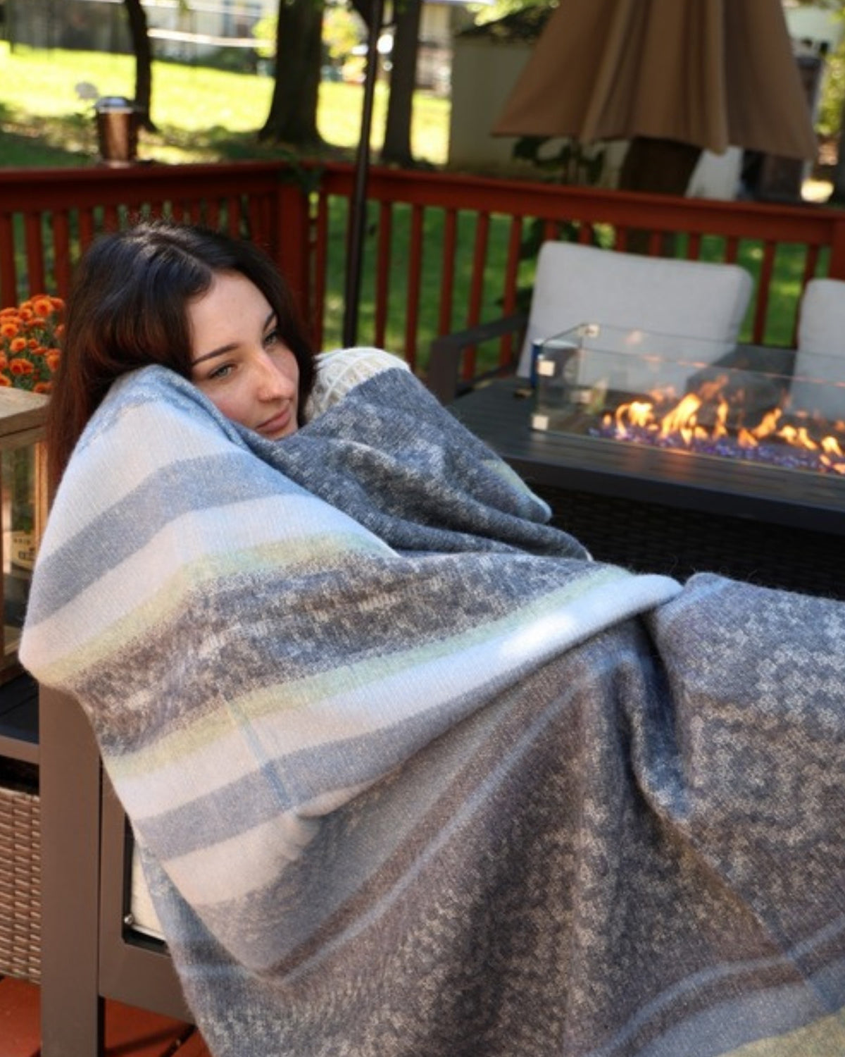 Storm Blue alpaca wool throw