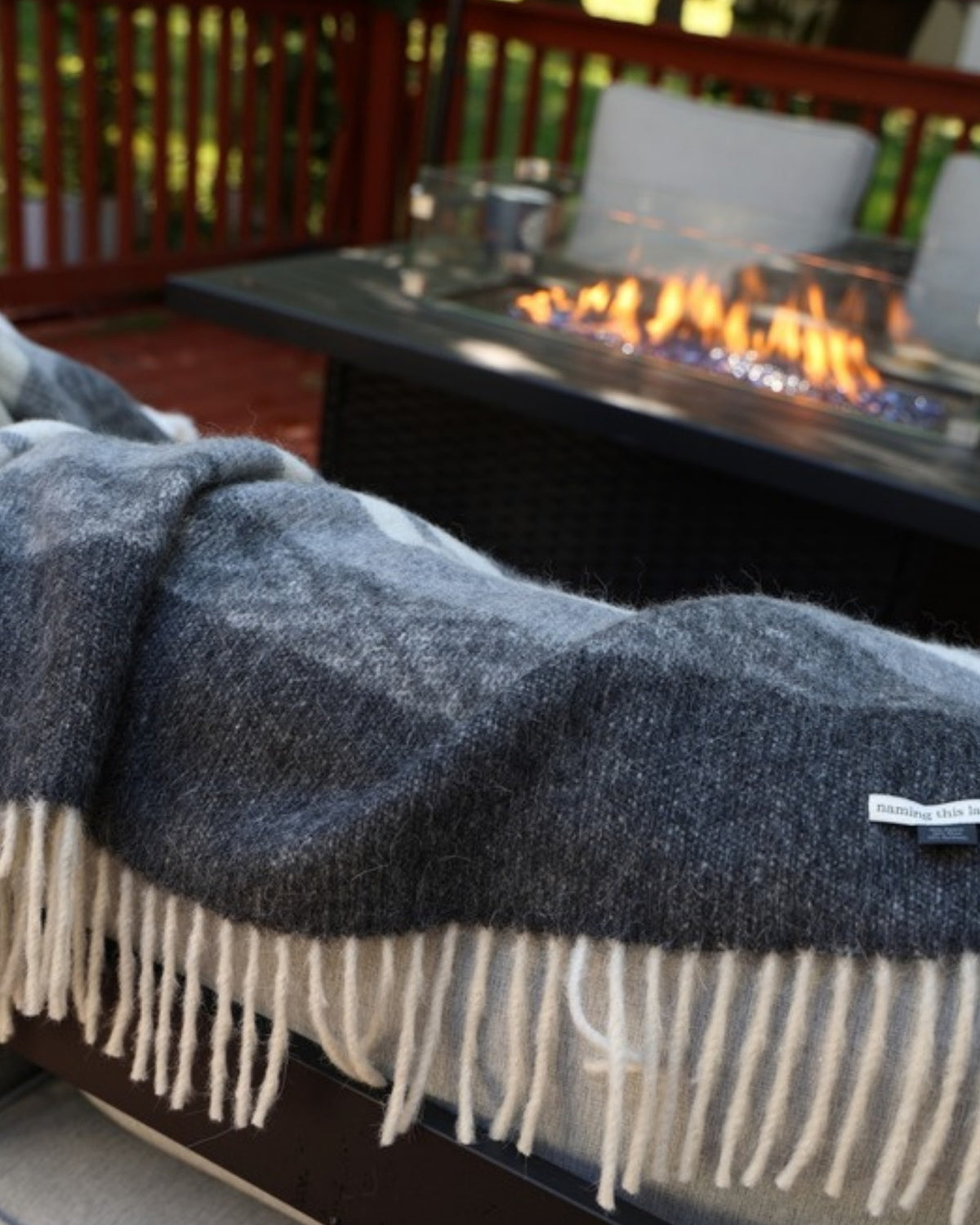 Stone Charcoal alpaca wool throw