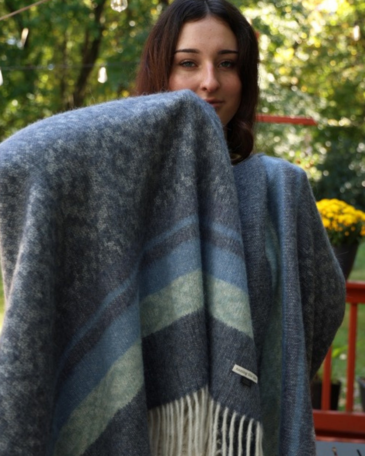 Storm Blue alpaca wool throw