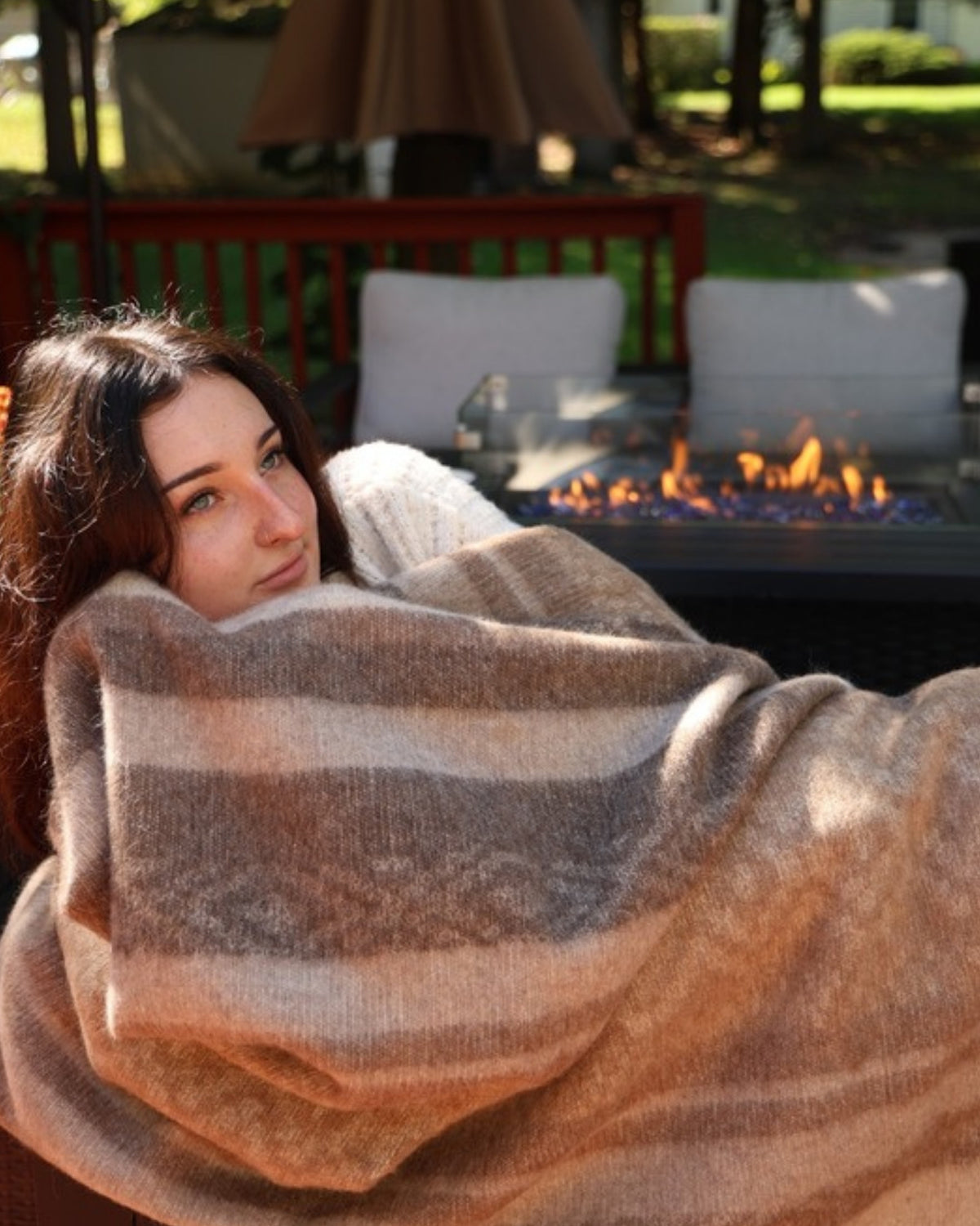 Taupe Natural alpaca wool throw