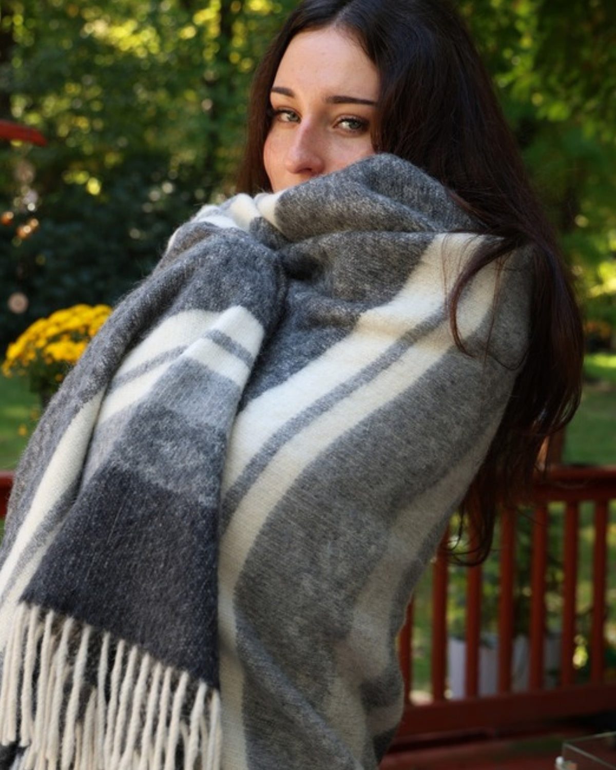 Stone Charcoal alpaca wool throw