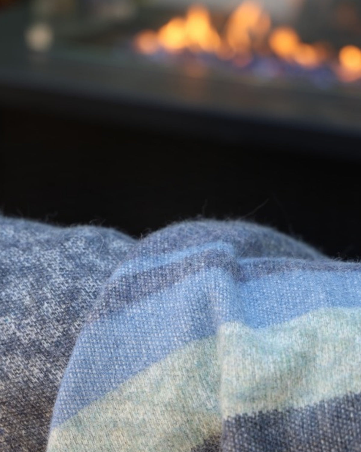 Storm Blue alpaca wool throw