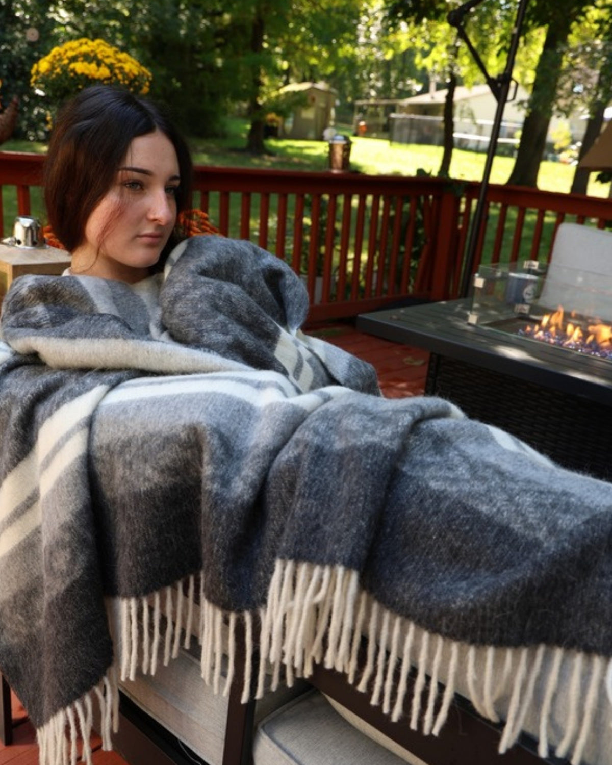 Stone Charcoal alpaca wool throw