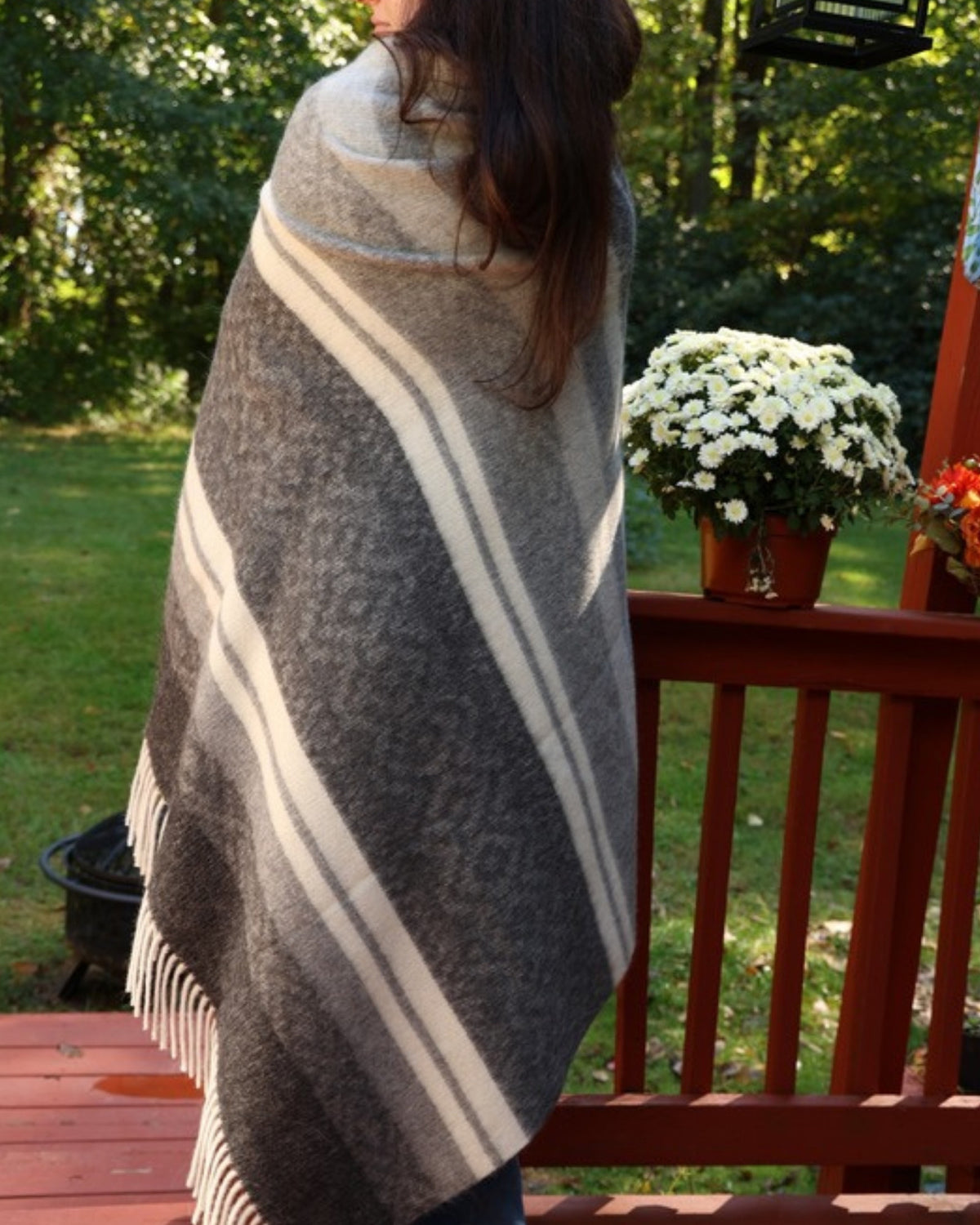 Stone Charcoal alpaca wool throw