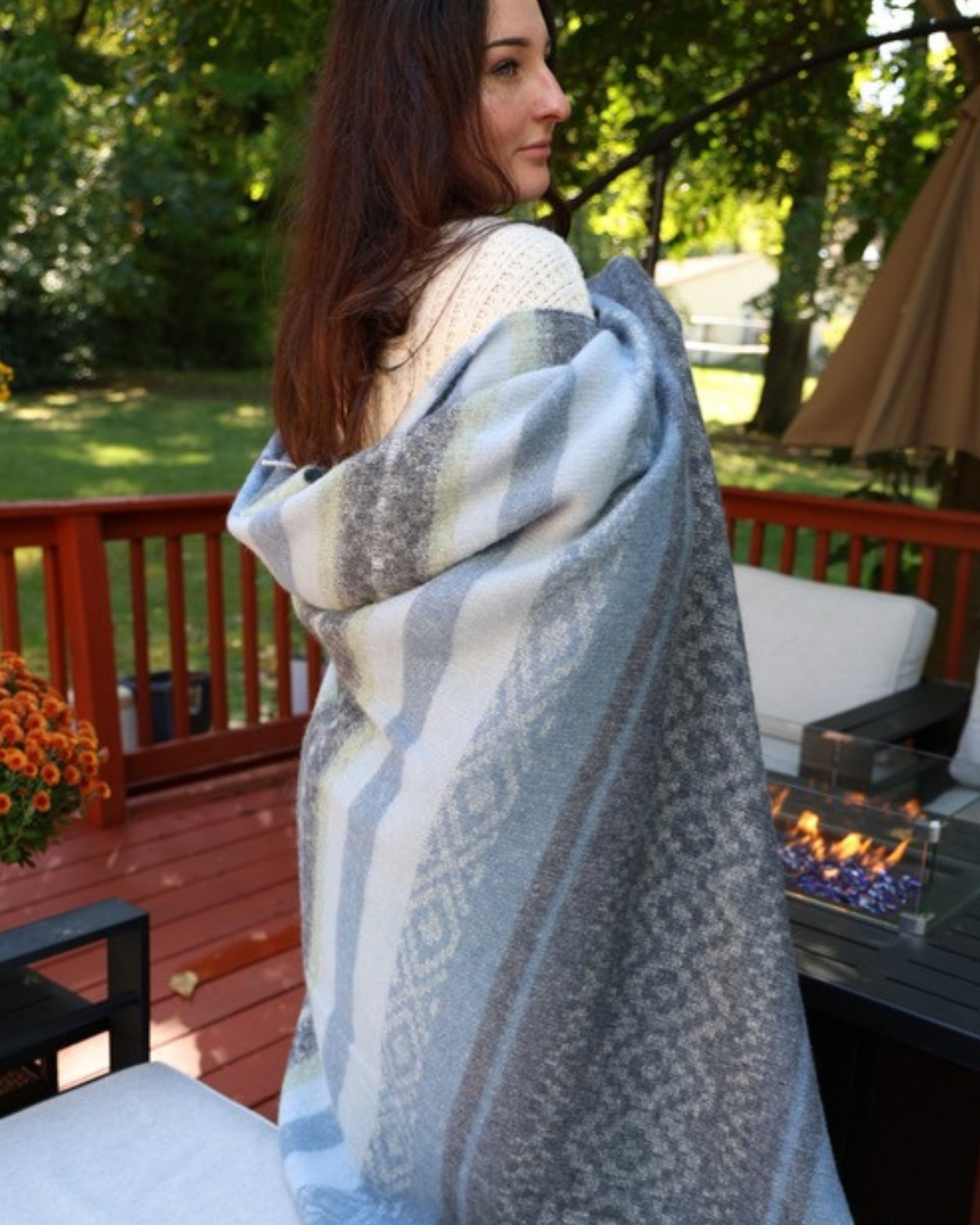Storm Blue alpaca wool throw